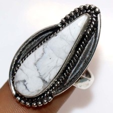 925 Silver Plated Howlite Ring US 9 Classic Timeless Gift Most Beautiful GW