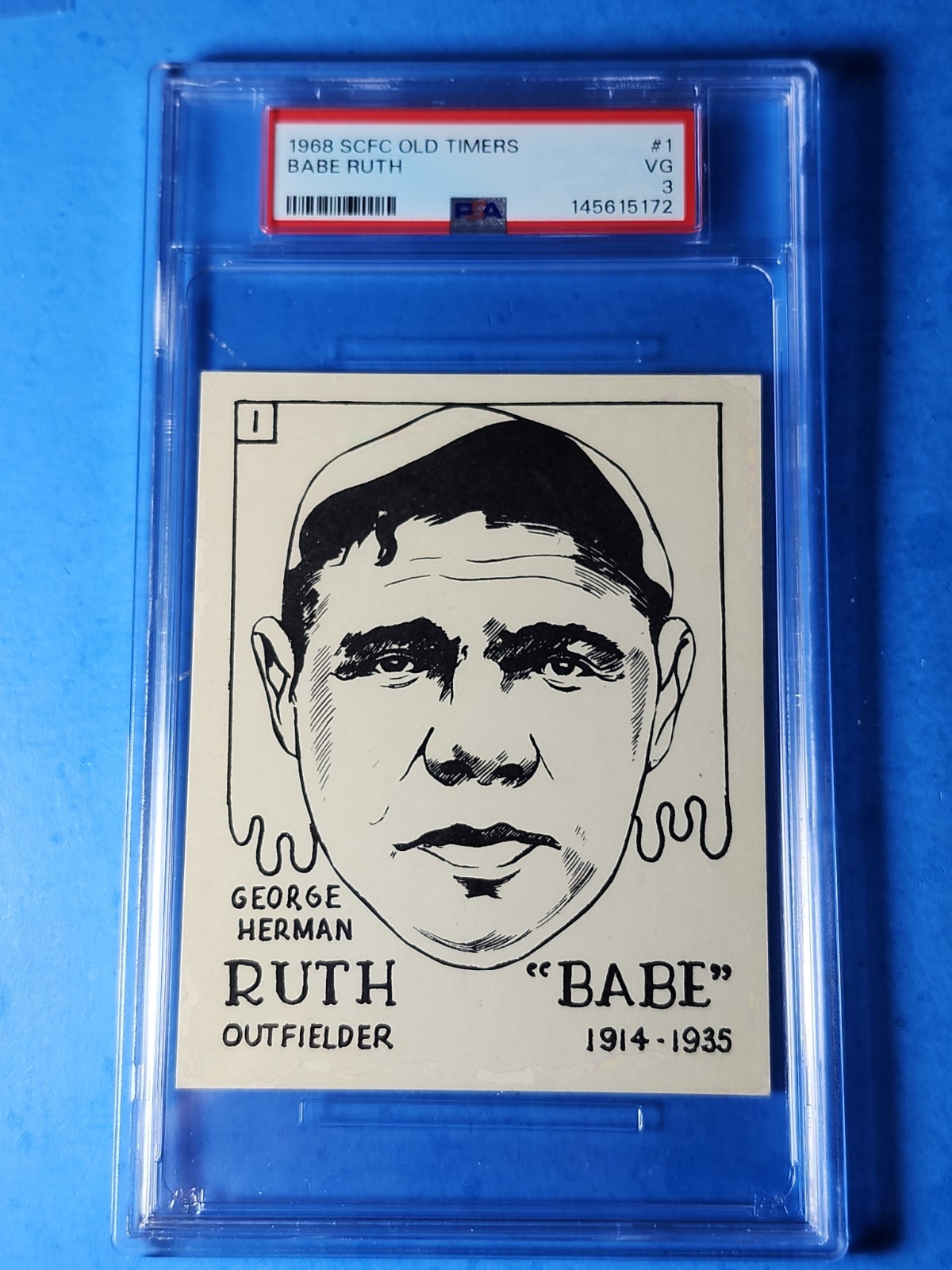 1969 SCFC OLD TIMERS #1 BABE RUTH RARE PSA 3 view 2