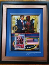 Donald Trump and Deadpool Trading Cards Framed