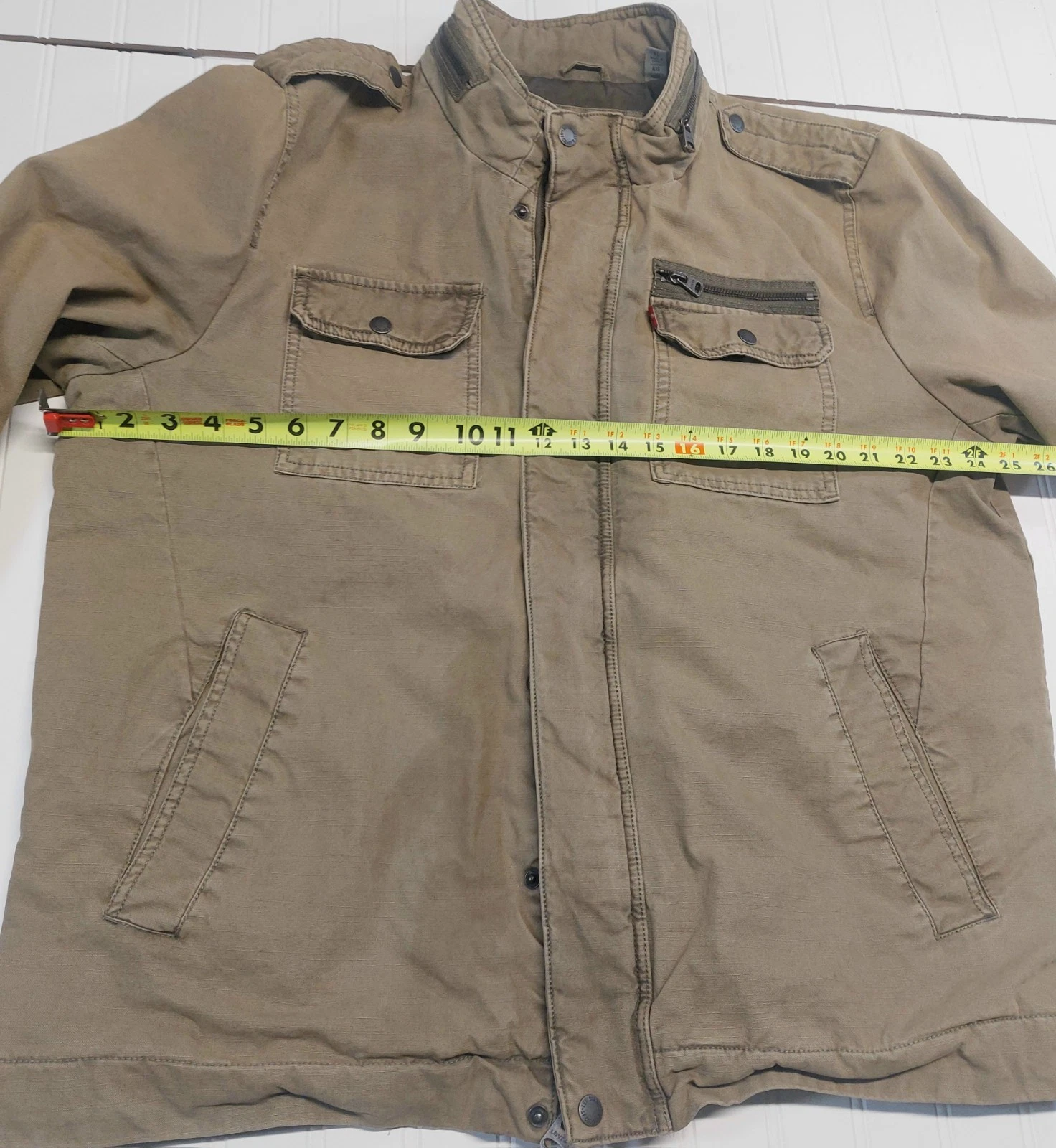 Levis Military Trucker Style Canvas Green Jacket Size XL Zipper& Button  image 3