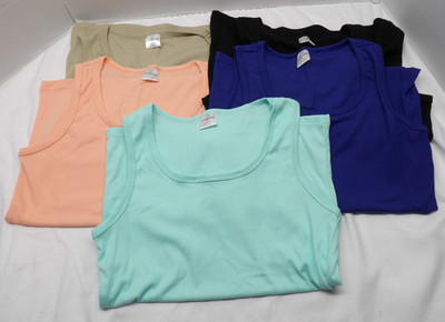 Real Essentials 5pc Rib Knit Scoop Neck Sleeveless Knit Tank Top Size S NWT
