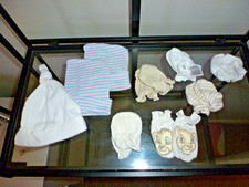 Newborn Baby Hat and Mittens for Scratching Lot of 9
