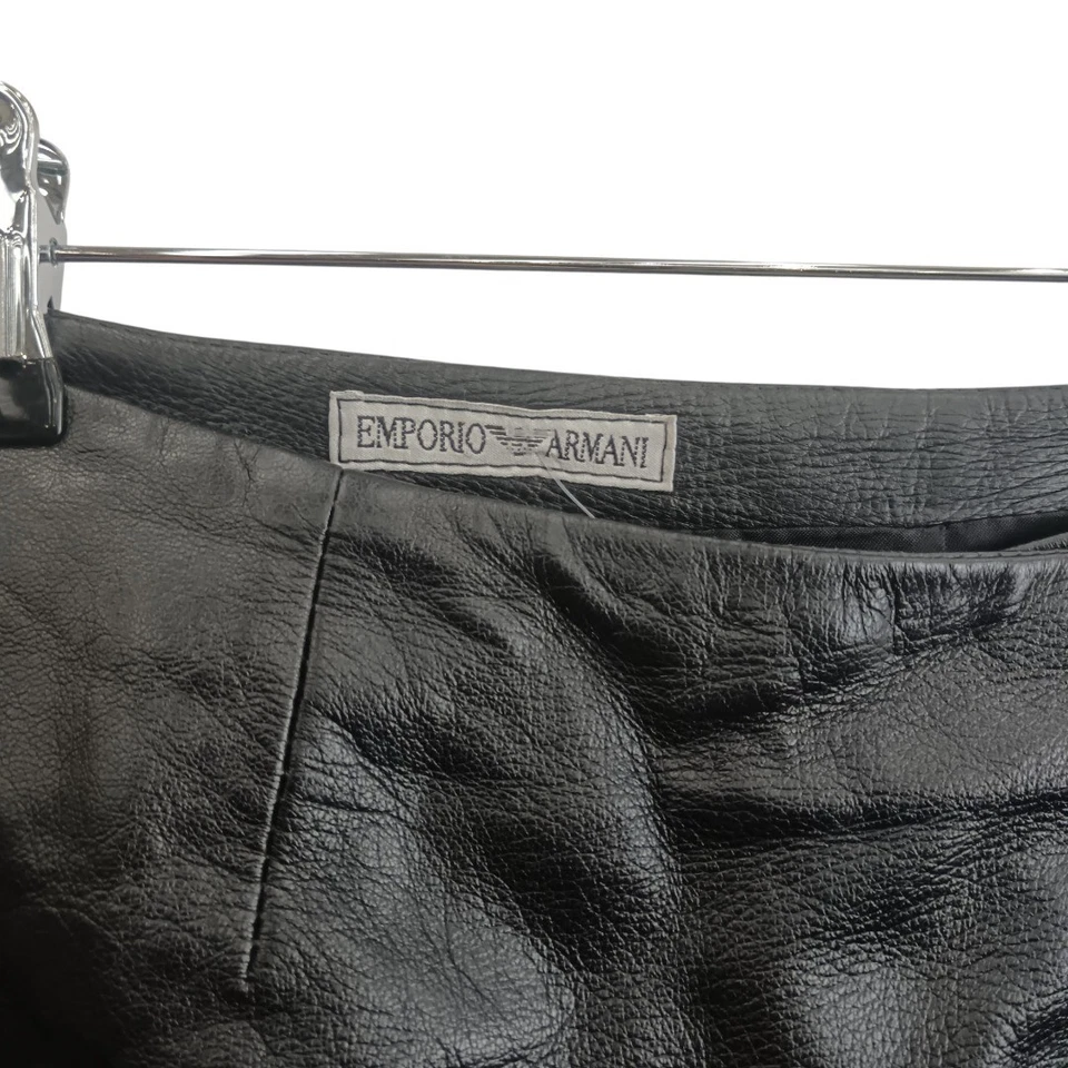 Falda Emporio Armani Talla 38 (XS) Cuero Negro Para Mujer Envolvente Preloved Foto 3 de 4