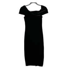 BCBGeneration Midi Dress S Black Velvet Off The Shoulder Bodycon Formal Cocktail