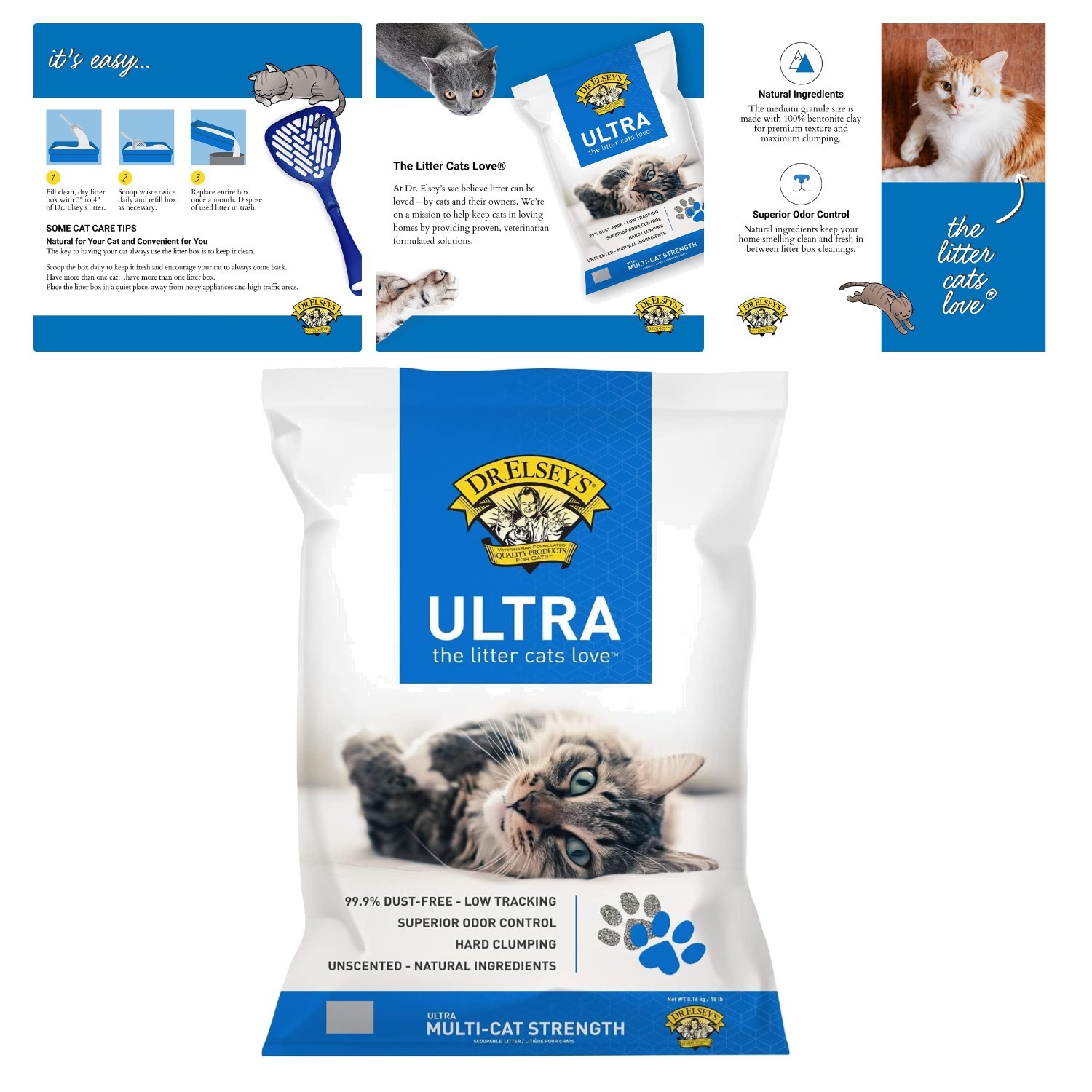 Ultra Unscented Clumping Cat Litter 18 lb Bag - Low Dust & H