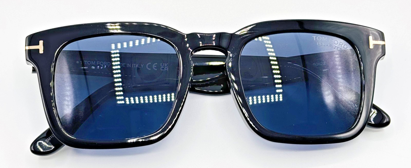 Tom Ford Sunglasses Dax TF751 01V Black Square Frame Blue Polarized Lens 50mm