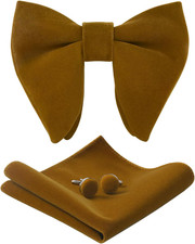 Mens Pretied Bowties Velvet Solid Color Adjustable Oversized Tuxedo Bow Tie and