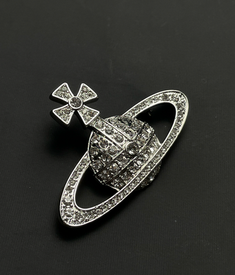 Excellent Vintage Vivienne Westwood Silver Tone Brooch With Stones