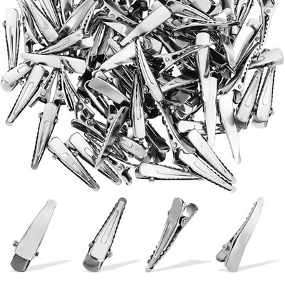 100 Pcs Silver Alligator Hair Clips Metal Crocodile Pins for DIY Crafts