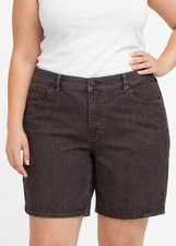 Gloria Vanderbilt Amanda Shorts Cutoffs Black Gray Wash Frayed Hem Women's 14