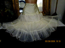 Cream ivory Tutu Petticoat Tulle Slip Skirt Elastic Waist Tiered Large