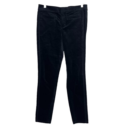 LOFT Velvet Pants Womens 26/2 Modern Skinny Stretch Mid Rise Black Slim NWT