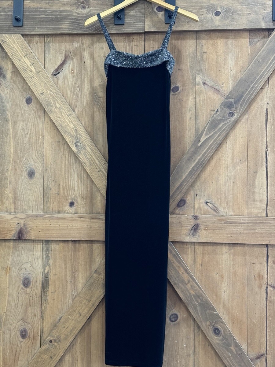 Vintage 90s Y2K JUMP Glitter Spaghetti Strap Velvet Maxi Party