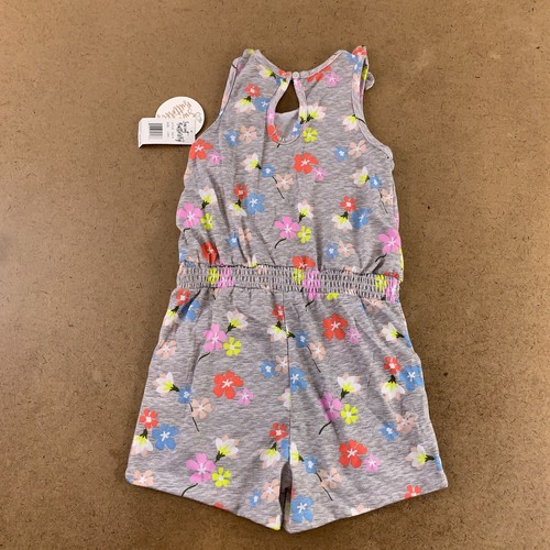 Sweet Butterfly Girls Size Large (6X) Blue/Heather Gray Flroal Print Rompers NWT - Picture 7 of 9