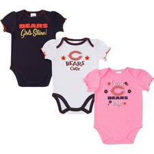 Chicago Bears Baby Girl Onesie Bodysuit 3 Pk - Gerber NFL Newborn 3-6m 6-12m