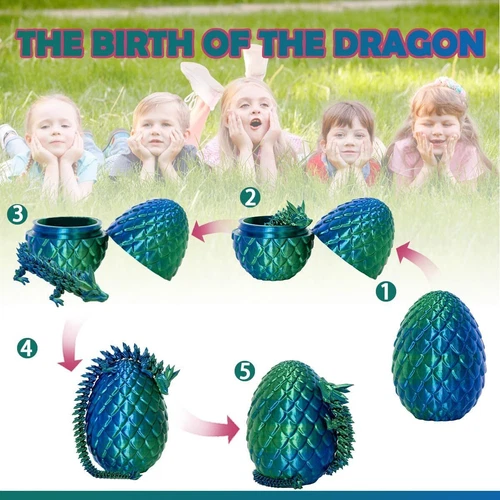 3D Printed Dragon Egg Full Articulated Crystal Dragon Fidget Toy Home Decor Toys - Picture 5 of 8