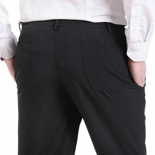 Hombres Pantalones Pantalones Pierna Recta Cintura Elástica Negocios Formales Sueltos Verano Negro - Imagen 14 de 19