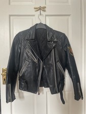 Hein Gericke Womens Vintage Leather Motorcycle Jacket Size Small