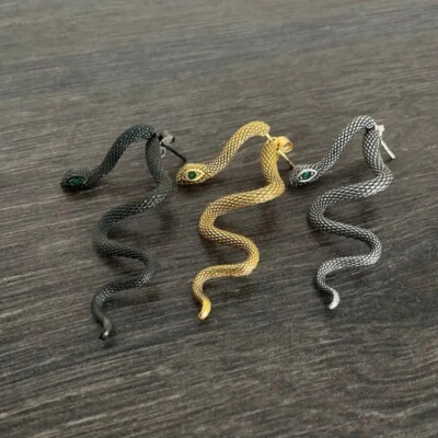 925 Silber plattiert Schlangenglied glänzend Haken Ohrstecker Tropfen Punk Tier Ohrring Geschenk