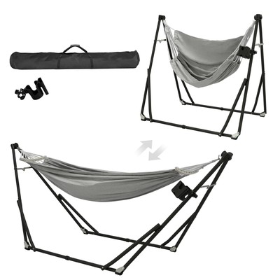 Hammock with Steel Stand, Quick 30-Second Installation, Adjustable to Swing C...