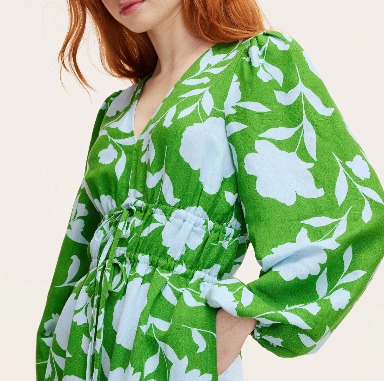 Maxi abito donna classico lino rosa manica lunga L kate spade new york target