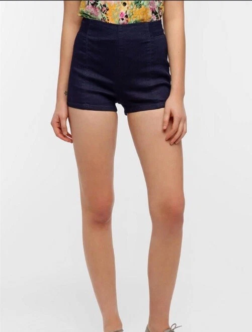 Kimchi Blue UO Rosie PIN UP SUPER HIGH RISE Washed Black Short Size 10 Stretch - Image 2 of 4