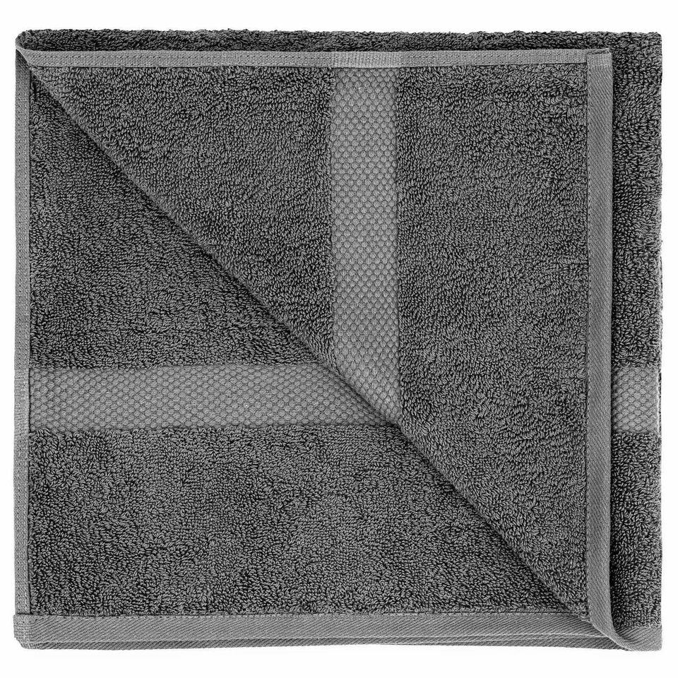 Conjunto de Toalhas de Banho Luxo Cinza-Branco - Hotel Algodão Macio 2/Banho 2/Mão 4/Lavagem - 8 Peças - Imagem 4 de 4