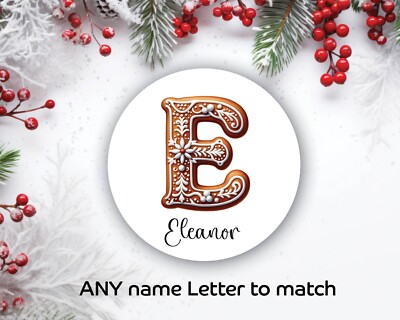 48 x personalisierte Weihnachten Monogramm Initialen Aufkleber Weihnachtsmann Geschenketiketten 1346