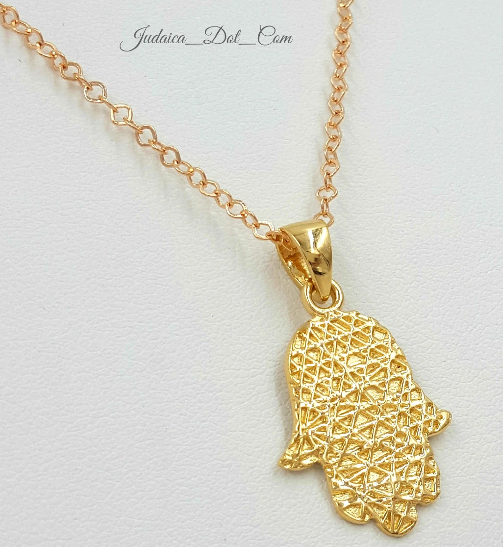 Gold Hamsa Hand Necklace Good Luck Jewelry Pendant Evil Eye Protection 18