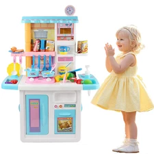 Kids Toddlers Kitchen Cooking Pretend Play Toy Set With Sound Lights Stove Sink