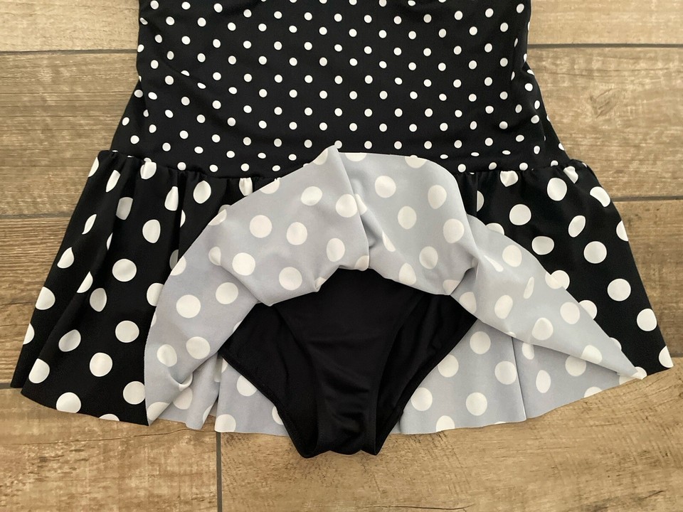 Matalan Swim Dress Size 16 Polka Dot Padded Tummy Control Lined eBay