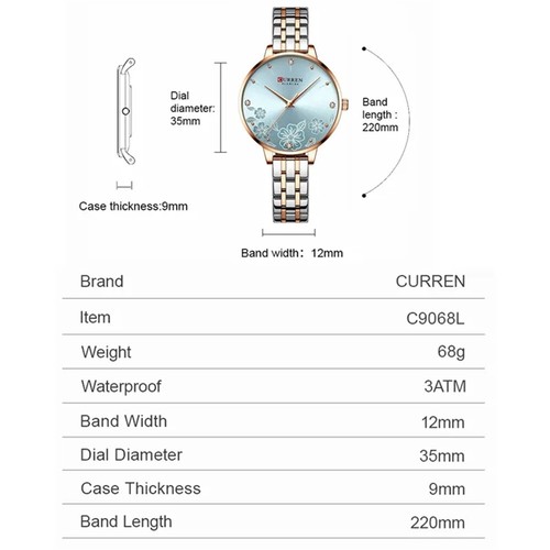 CURREN Women Watches Brand Elegant Flower Dial Gold Watch Girl Female Wristwatch - Picture 12 of 24