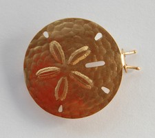VINTAGE DEAD STOCK GOLD METAL SAND DOLLAR BARRETTE BRASS   1.5 inches