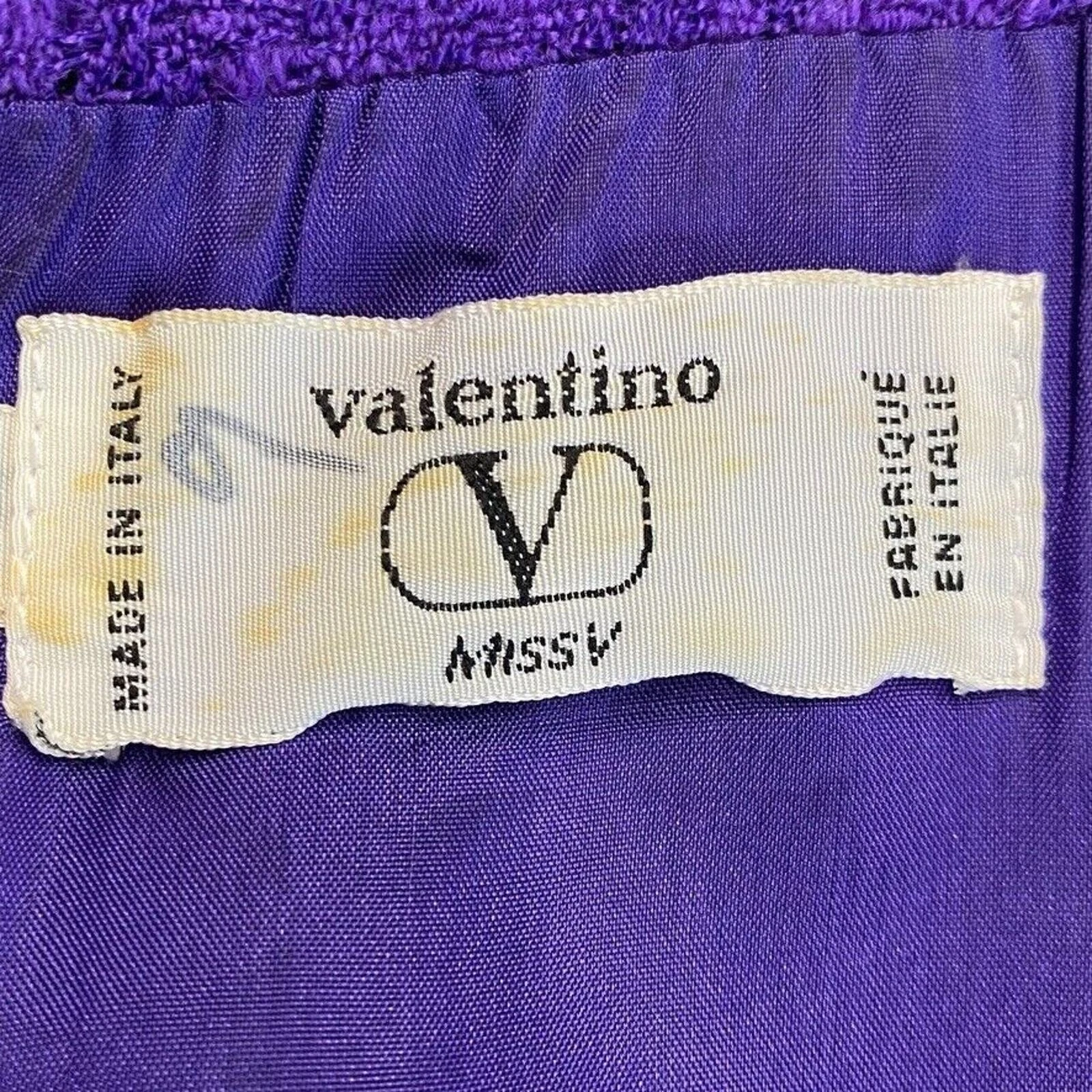 Abito Valentino Vintage Donna 6 Viola Miss V Lana Boucle Italia Foderato