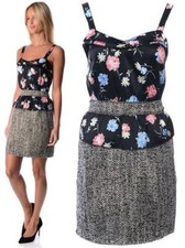 Dolce & Gabbana Vintage D&G Floral Print Silk Tweed Wool Mini Dress IT40