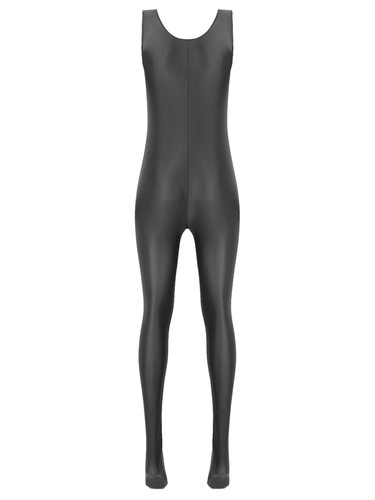 Women's Glossy Bodysuit Sleeveless Bodystocking Sportswear Shapewear Jumpsuit - Picture 24 of 64