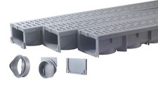 Drainage Trench - Channel Drain With Grate - Gray Plastic - 3 x 39" - 117" T...