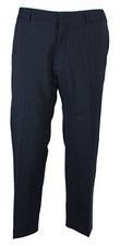 HERMES Navy Blue Wool Crepe Flat Front Tapered Leg Men's Dress Pants 50