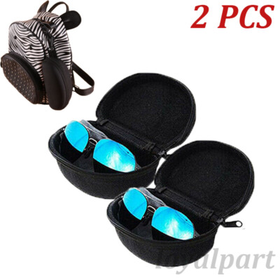 2 Pcs Eyeglasses Case Sunglasses Box Hard Zipper Belt Clip Glasses Case Portable