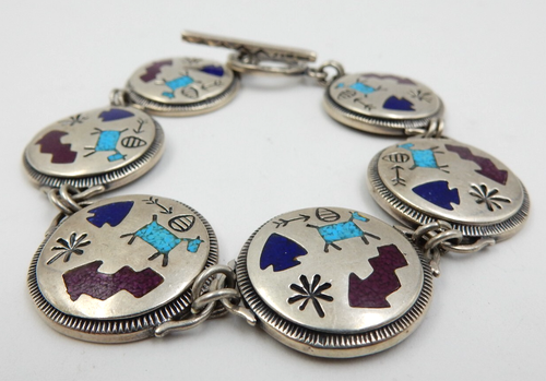 PULSERA VINTAGE DE ESLABONES TURQUESA CON INCRUSTACIONES DE PLATA ESTERLINA, FIRMADA CAROLYN POLLACK - Imagen 10 de 16