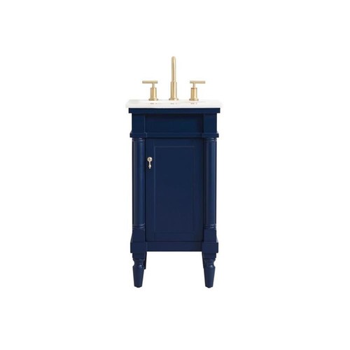 Elegant Decor Lexington 18.5" Solid Wood Single Bathroom Vanity in Blue - Picture 3 of 8