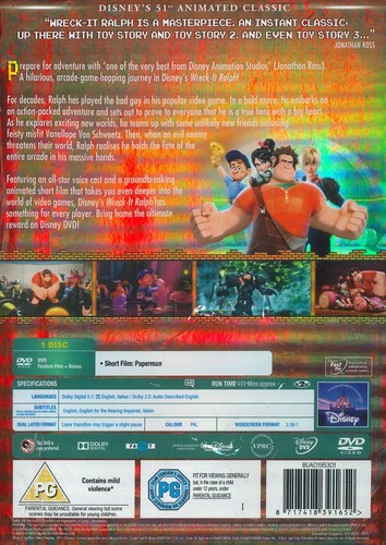 Wreck-It Ralph (2012) Neue Versiegelte DVD, John C.Reilly , Jack Mcbrayer, Jane - Bild 2 von 2