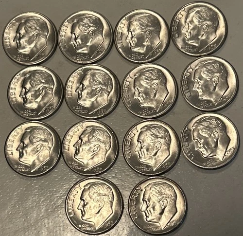 14 -1953 S Gem BU Silver Roosevelt Dimes 90 %-  1 Oz Silver. Low Mintage- 030605