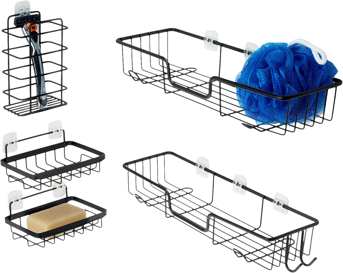 Set 10 Accessori Bagno Nero Opaco In Acciaio SUS304 - Barra Porta Asciugamani 60 Cm, Anelli E Ganci