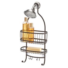 Bronze Hanging Shower Caddy with Shelves and Hooks Rust Resistant Bathroom Or...