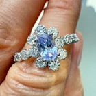 925 Sterling Silver Ring 6x4mm Natural Tanzanite Gemstone Zircon Flower Handmade — photo 9