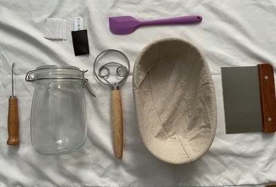 12-Pieces Sourdough Starter Kit, 9.5 Inch Oval Cane Basket And Other Accessories