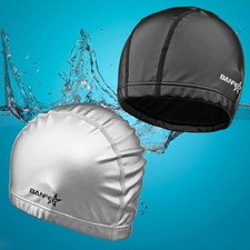 Swimming hat Swim Pool Cap For Men Women Long Hair Ears Clean Cover Silver Black