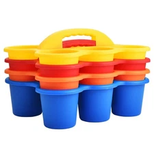 4 Pack Classroom Caddy Storage Basket with Handle, Plastic Drink Cup Caddy Ho...