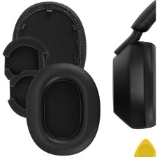 Geekria Protein Leather Ear Pads for Sony WH-1000XM5 Wireless Headphones Black 